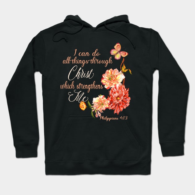 Christian Inspirational Verse Bojo Floral Scripture Hoodie by Kimmicsts